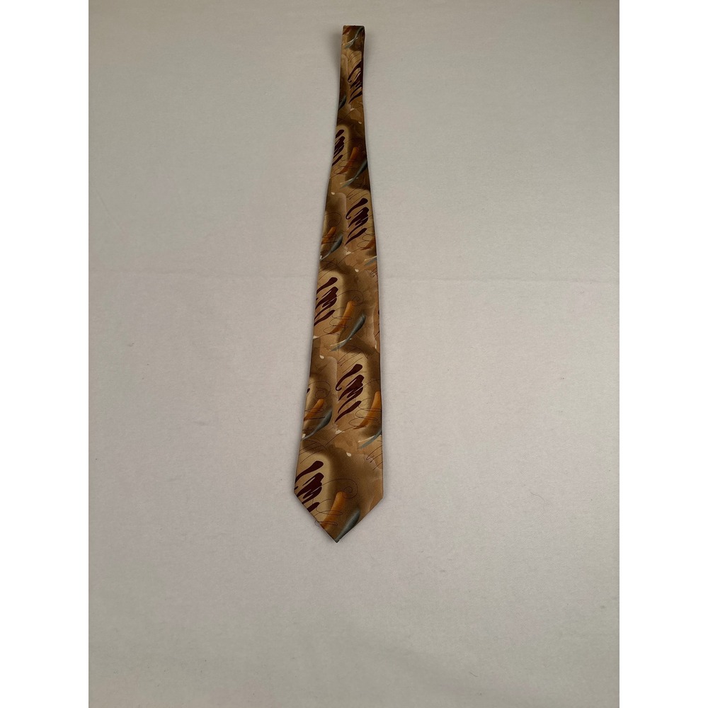 J. Garcia Mens Silk Tie Like‎ a Twittering Machine Limited Edition Tan Brown Art